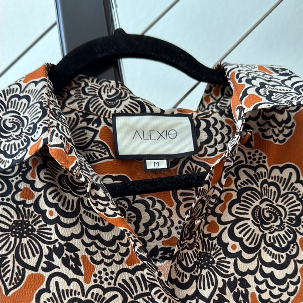 Alexis Orange and Black Floral Playsuit/cover Up Sz M - Picture 2 of 11